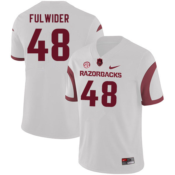 Men #48 Nicholas Fulwider Arkansas Razorbacks College Football Jerseys Sale-White